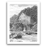 Glade Creek Grist Mill Drawing